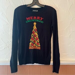 Sourpuss Black Christmas Pizza Sweater Size Medium